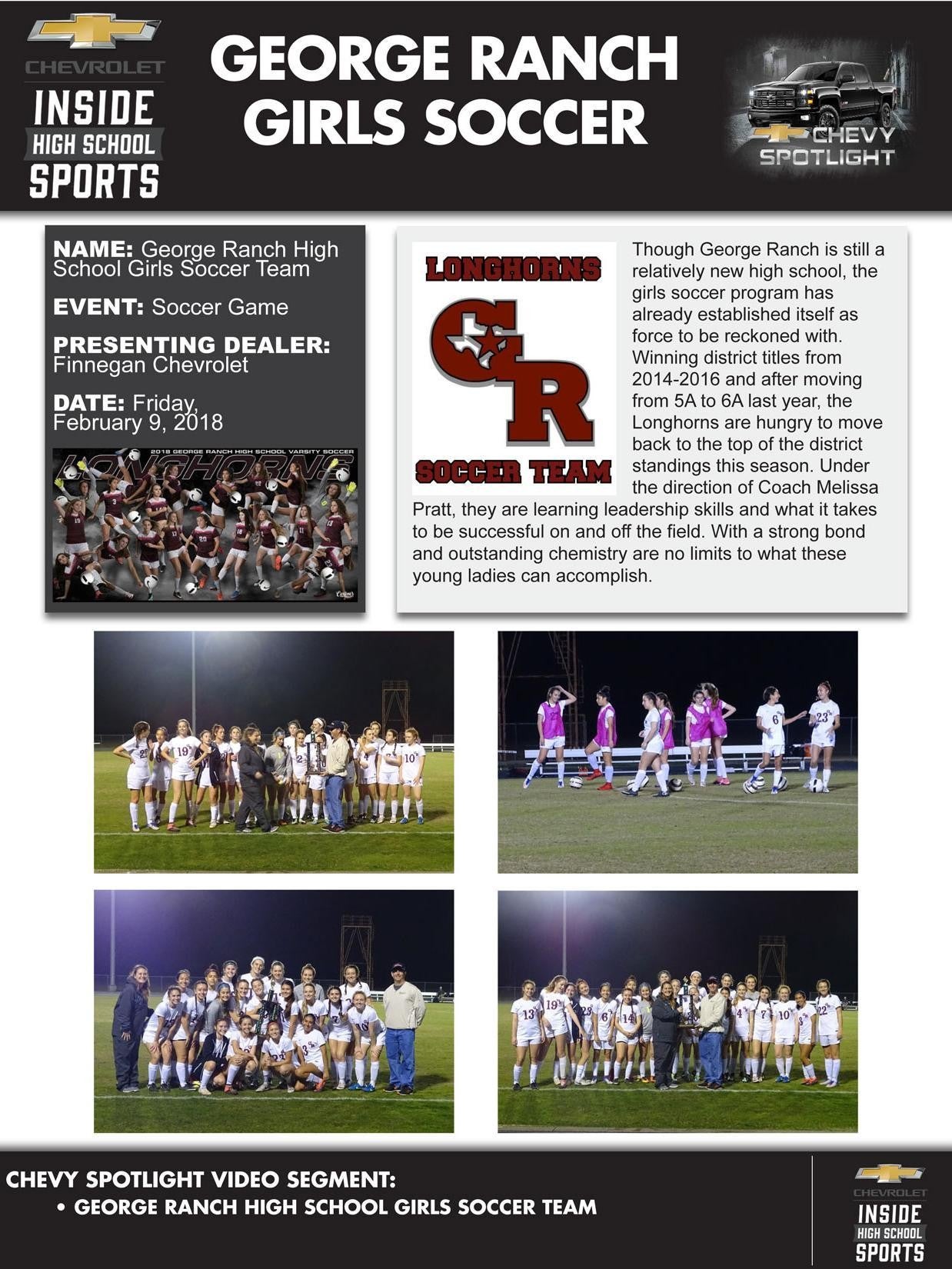 George Ranch Girls Soccer Newsletter - Finnegan Chevrolet Buick GMC in Rosenberg TX